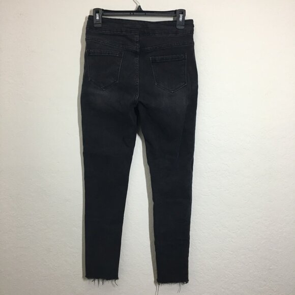 ZY13 Winter Jean Black Skinny Fleece Lining Size 26" Stretch front Slit Details - Picture 4 of 10